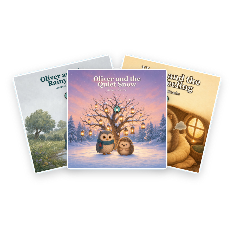 Four big-feelings and calm picture books from Lantern Path shown together as a bundle.