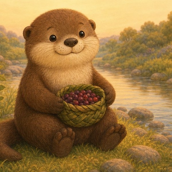 Fenn the Otter - a warm, friendly picture-book character portrait from Lantern Path Books.