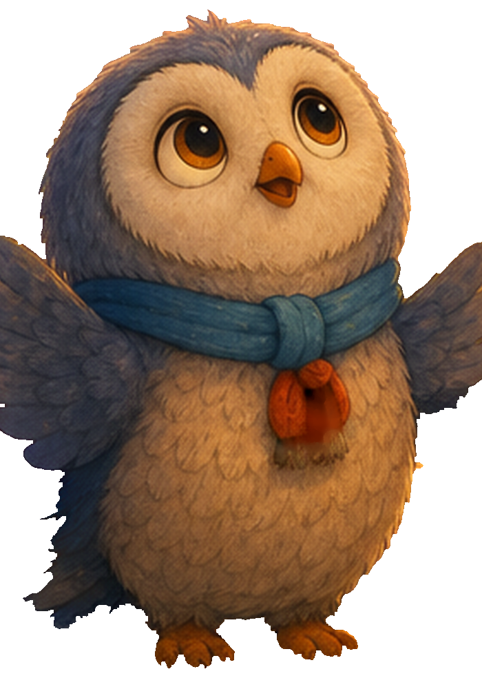 Oliver the owl from Oliver and the Lantern Path