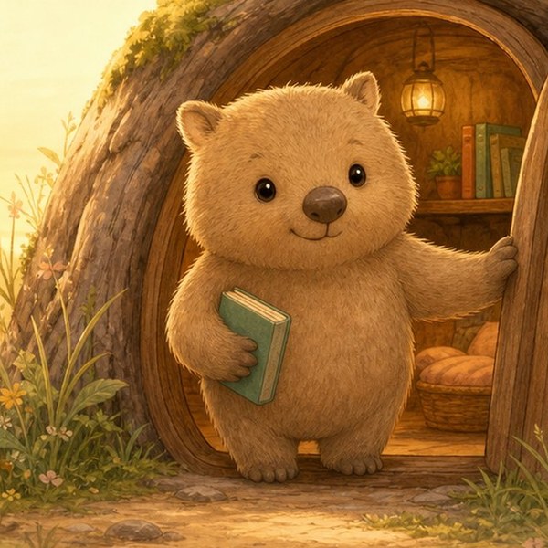 Pip the Wombat - a warm, friendly picture-book character portrait from Lantern Path Books.