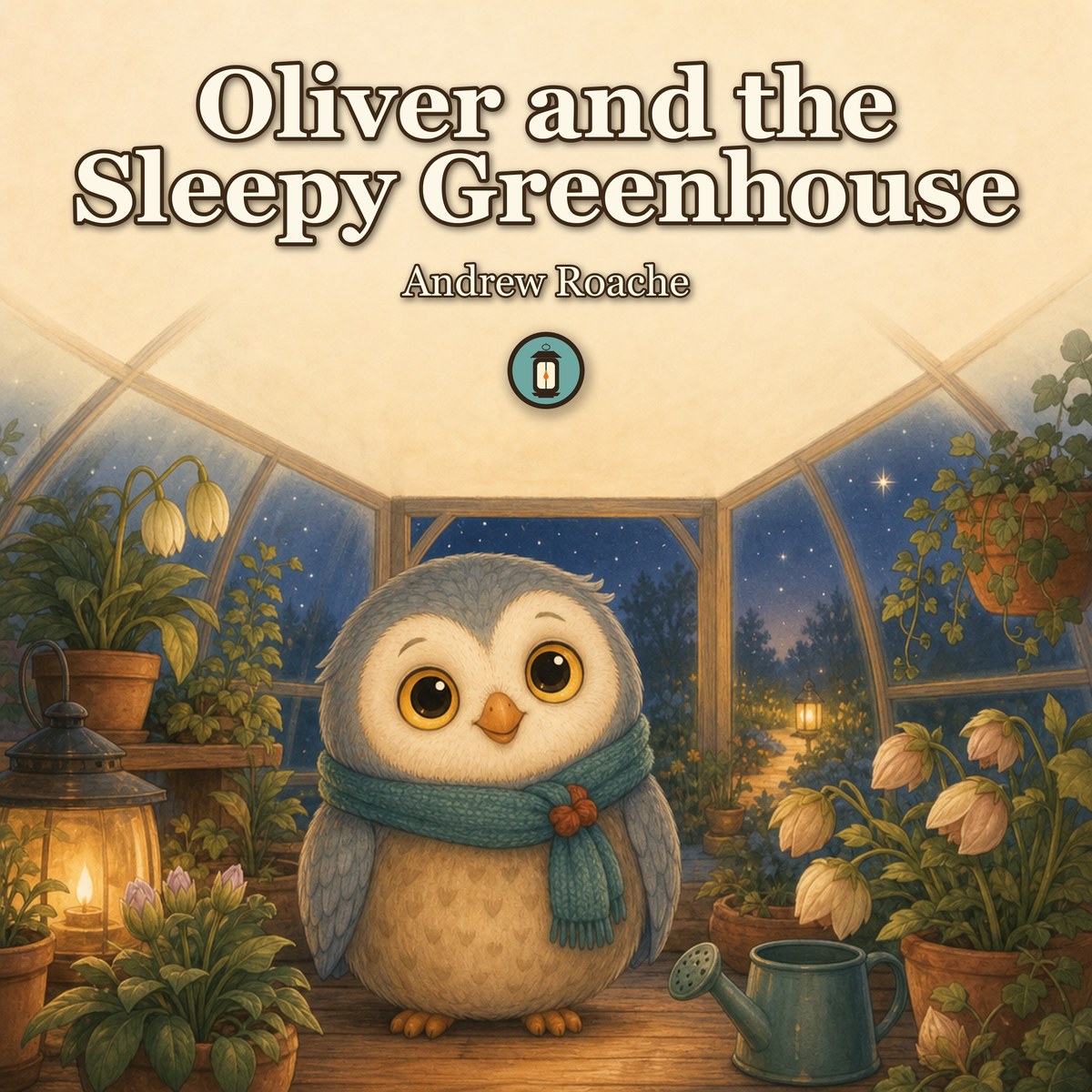 Oliver and the Sleepy Greenhouse - picture book cover by Lantern Path Books.