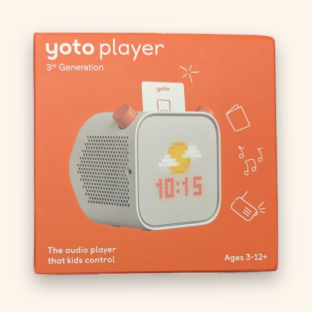 The Yoto Player 3rd Generation box, our own photo of the actual prize