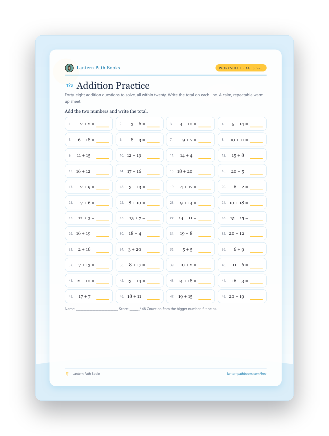 Preview of the Addition Practice (worksheet) printable.