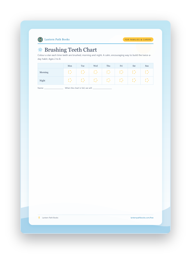 Preview of the printable Brushing Teeth Chart.