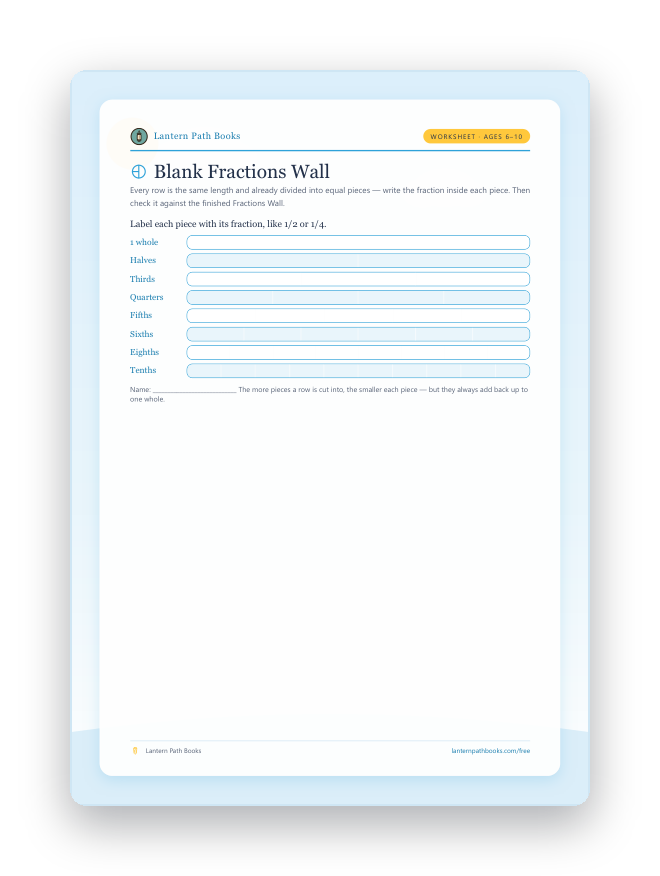 Preview of the Blank Fractions Wall (worksheet) printable.