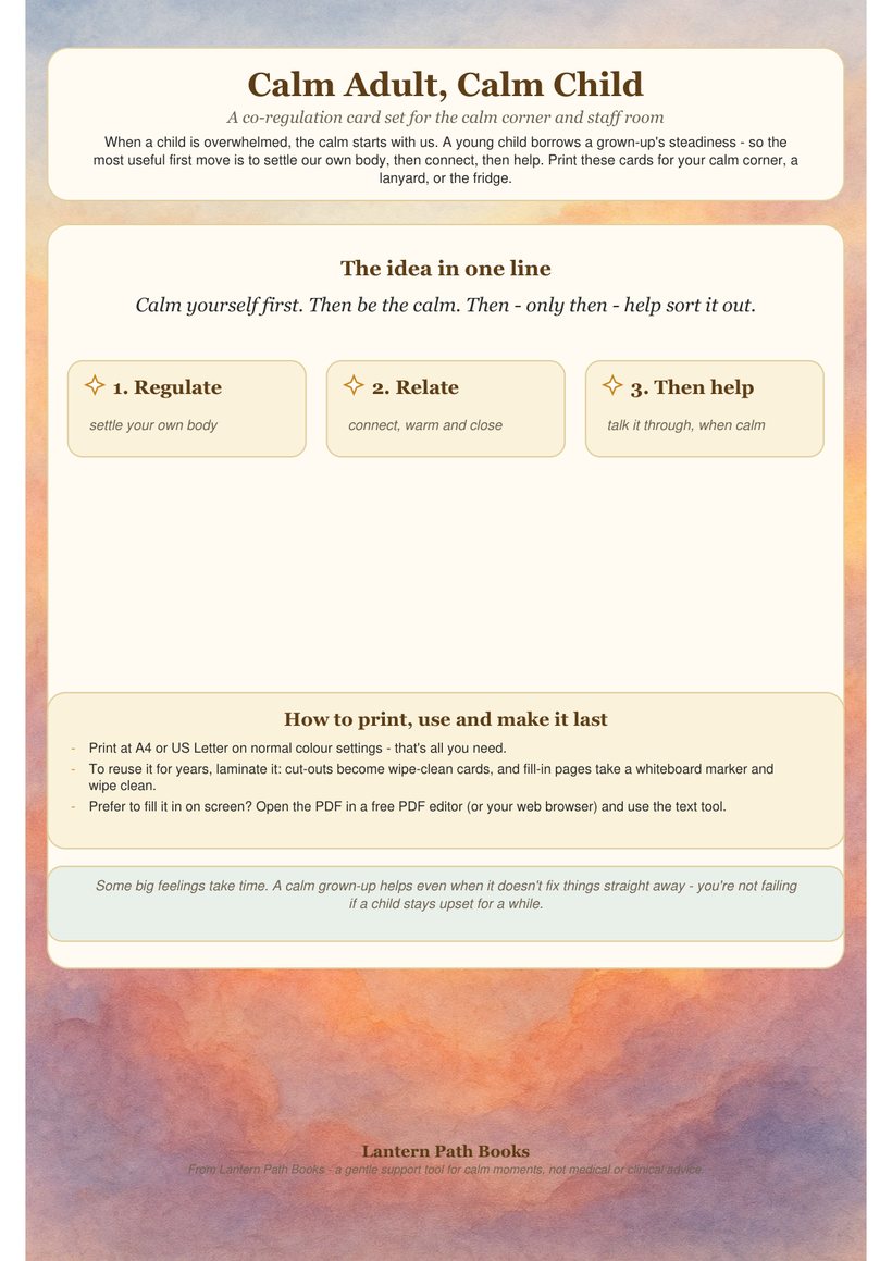 Preview of the Calm Adult, Calm Child co-regulation card set.