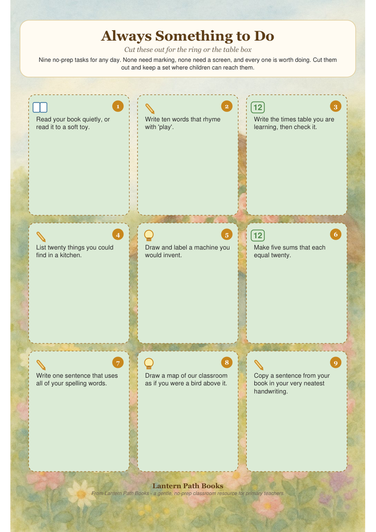 Fast Finishers, print-and-cut early-finisher task cards for the table.