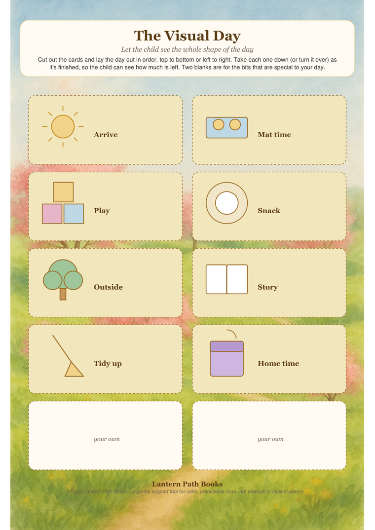Know What's Next, a warm visual day-schedule with original picture cards.