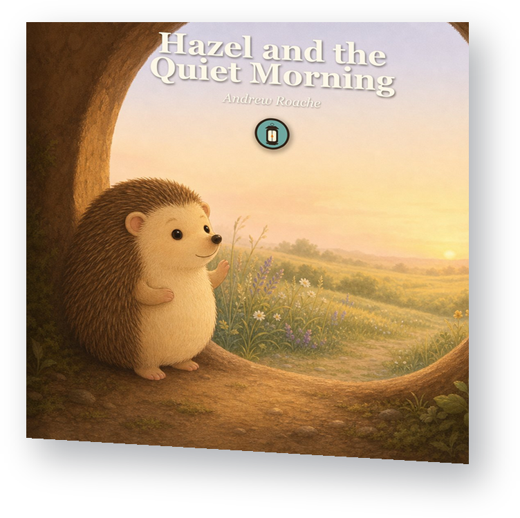 Hazel and the Quiet Morning - picture book by Lantern Path Books, shown as a standing book.