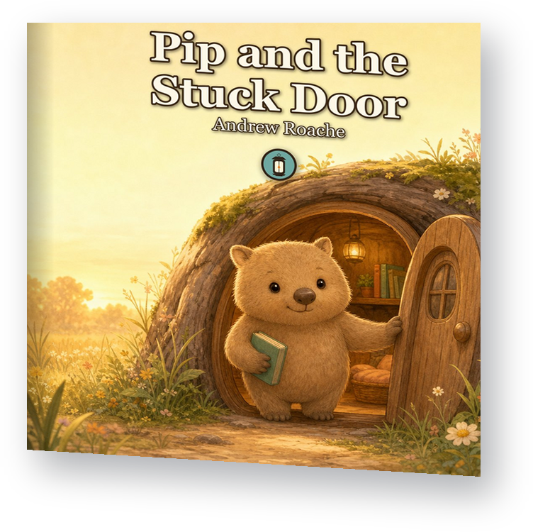 Pip and the Stuck Door - picture book by Lantern Path Books, shown as a standing book.