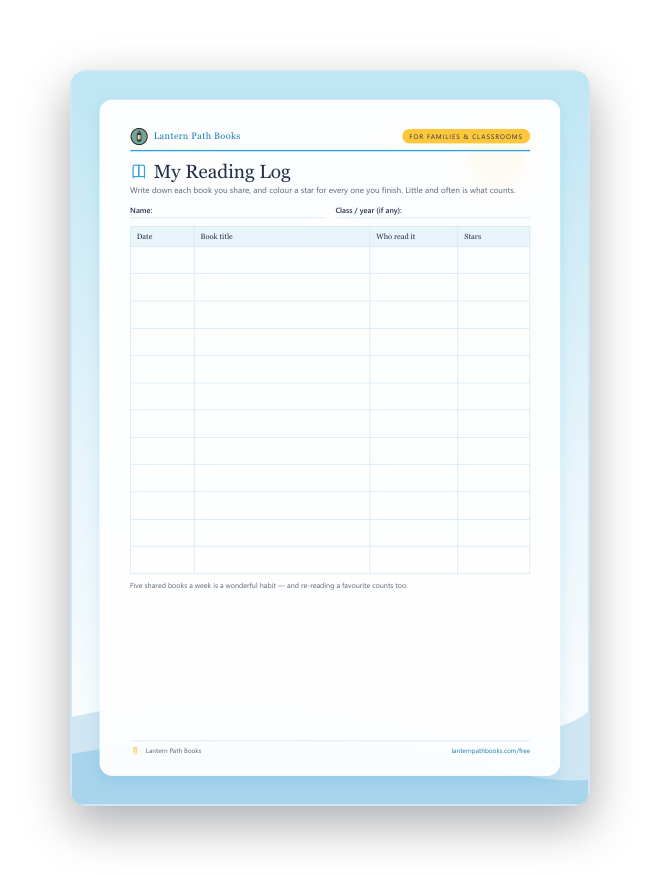 Preview of the printable My Reading Log.