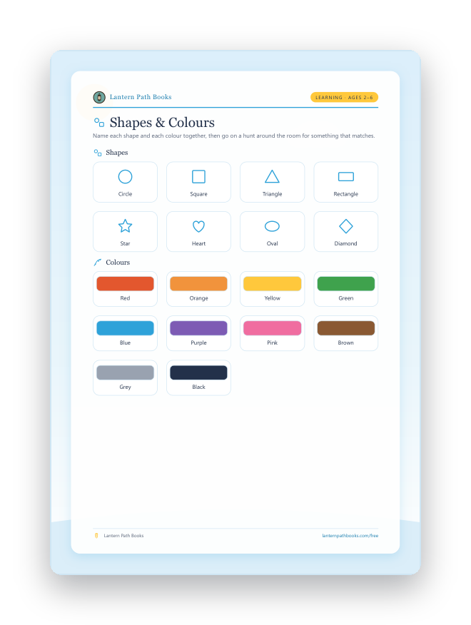 Preview of the Shapes & Colours printable.