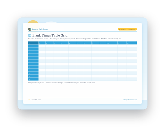 Preview of the Blank Times Table Grid (worksheet) printable.